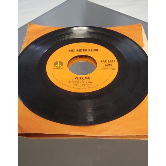 Kris Kristofferson - Why Me Help Me Monument Vinyl Record 45rpm 1972 - Picture 3 of 6